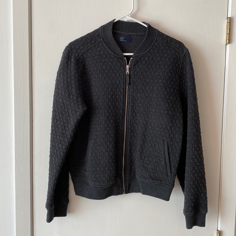 Grey textured zip-up sweatshirt - Gap